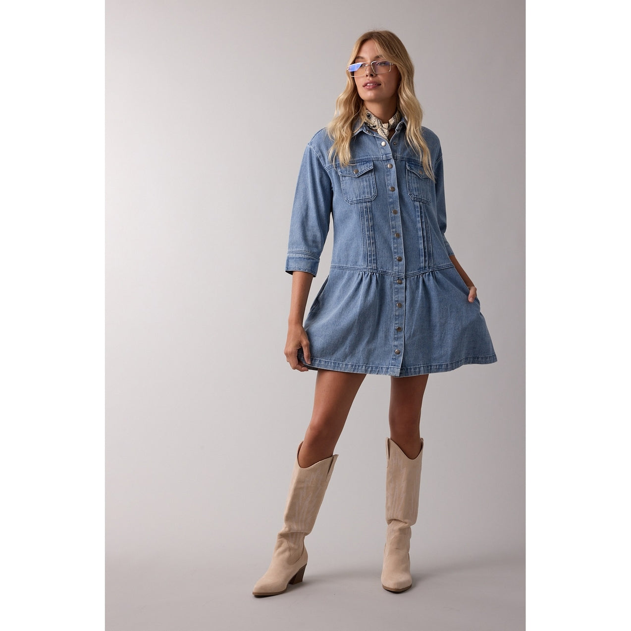 Denim Button Up Mini Dress