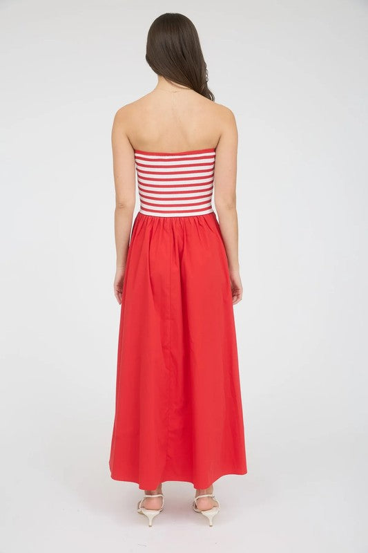 Striped Knit Top Midi Dress