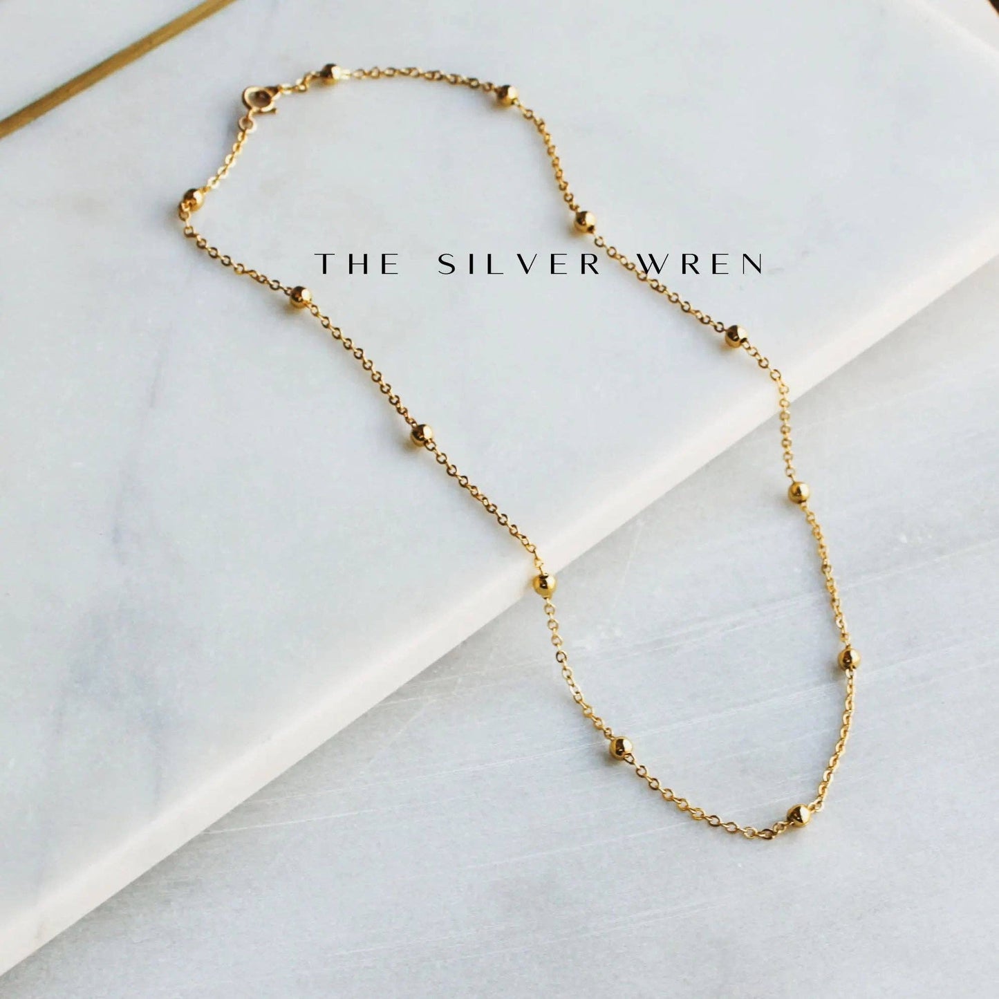 Gold Beaded Chain Necklace