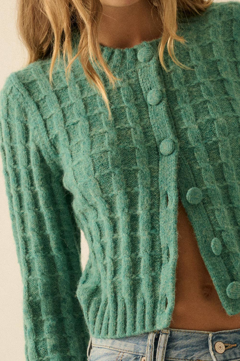 Cable Knit Button-Up Cardigan