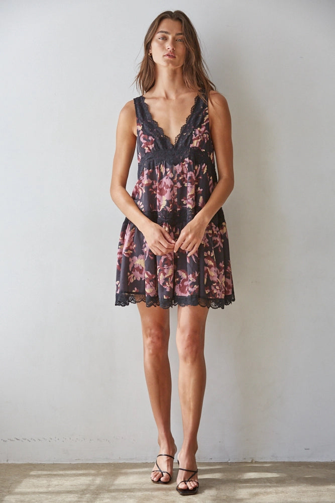Floral V-Neck Mini Dress