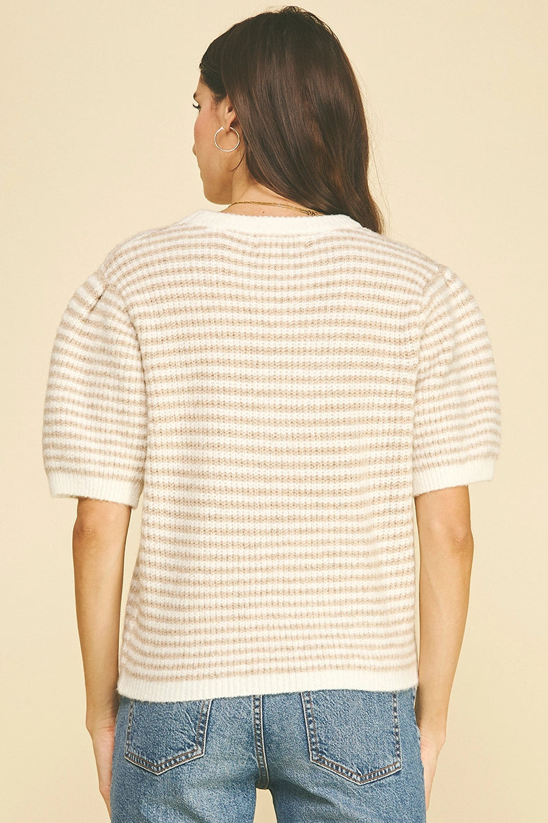 Striped Puff Sleeve Sweater