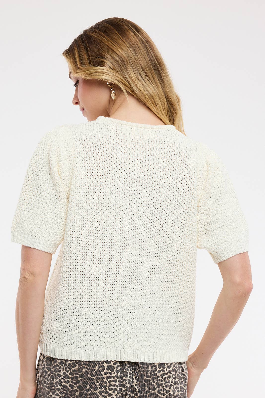 Textured Short Sleeve Sweater