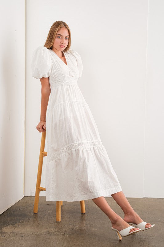 Esther Puff Sleeve Midi Dress Haven Esther Puff Sleeve Midi Dress Haven