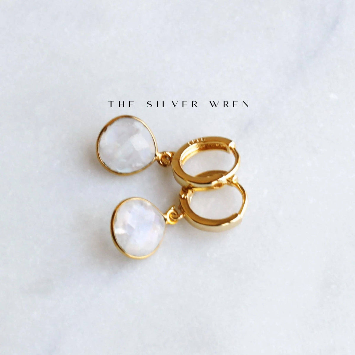 Moonstone Huggie Hoop Earrings