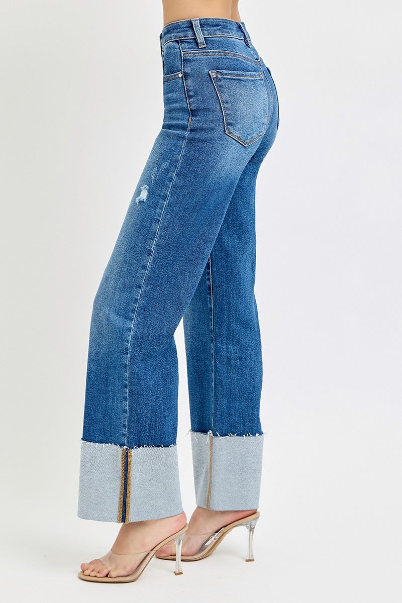 High Rise Wide Cuff Jeans