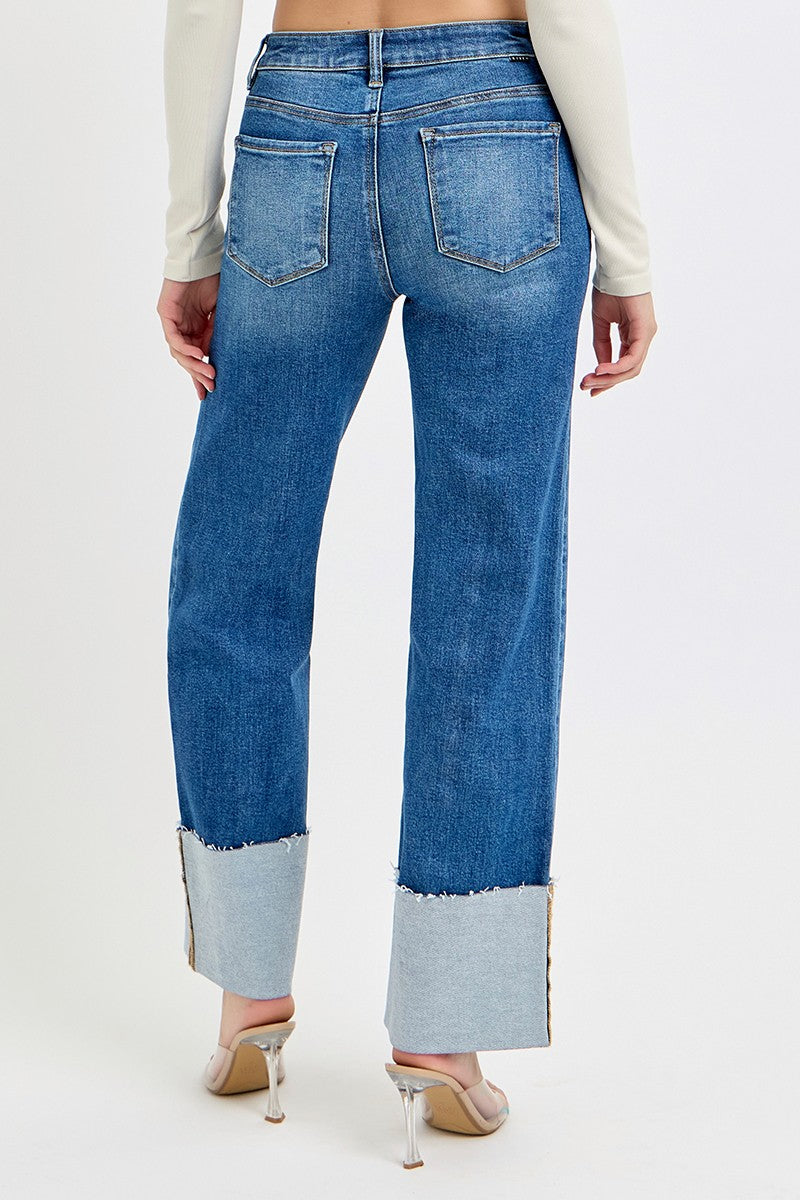 High Rise Wide Cuff Jeans
