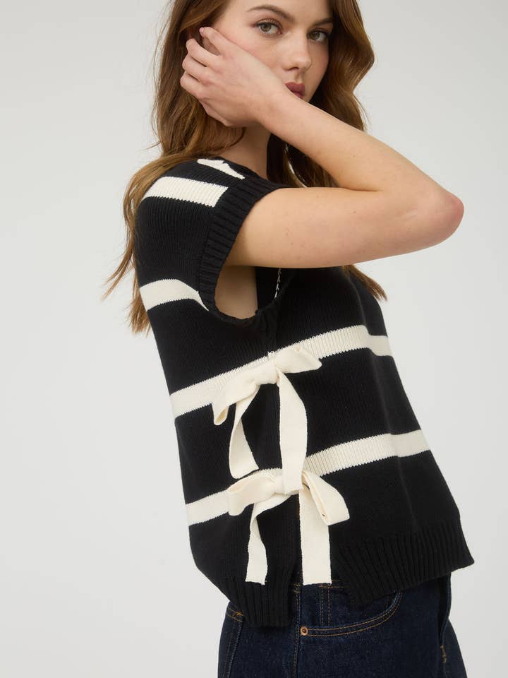 Stripe Side Tie Sweater