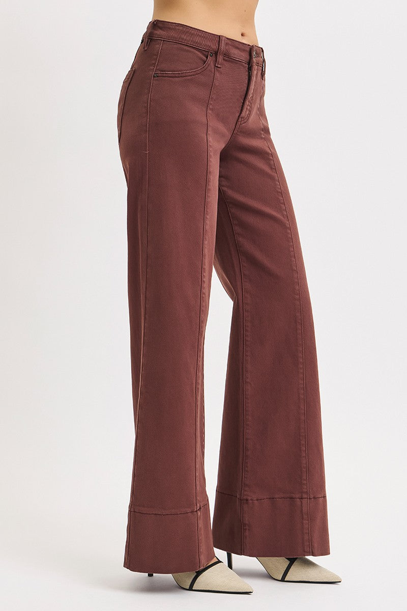 Mid Rise Wide Hem Jeans