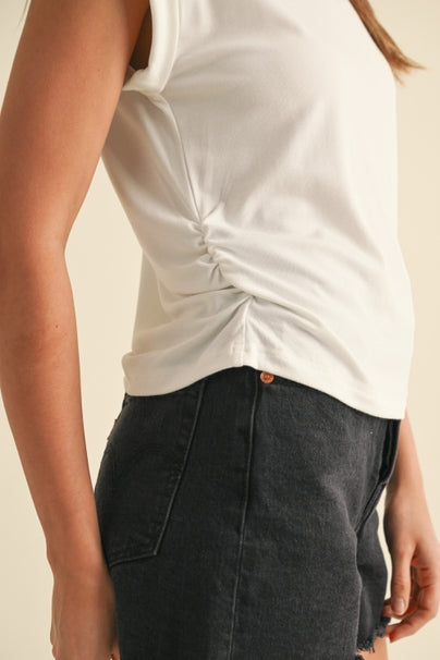 Ruching Detail Sleeve Top