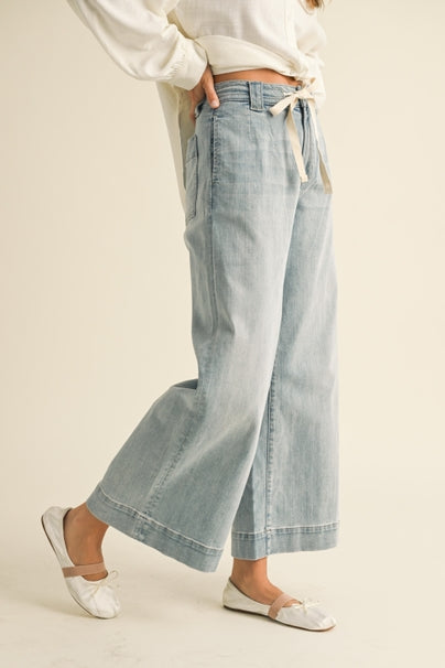 Washed Tie Front Jeans