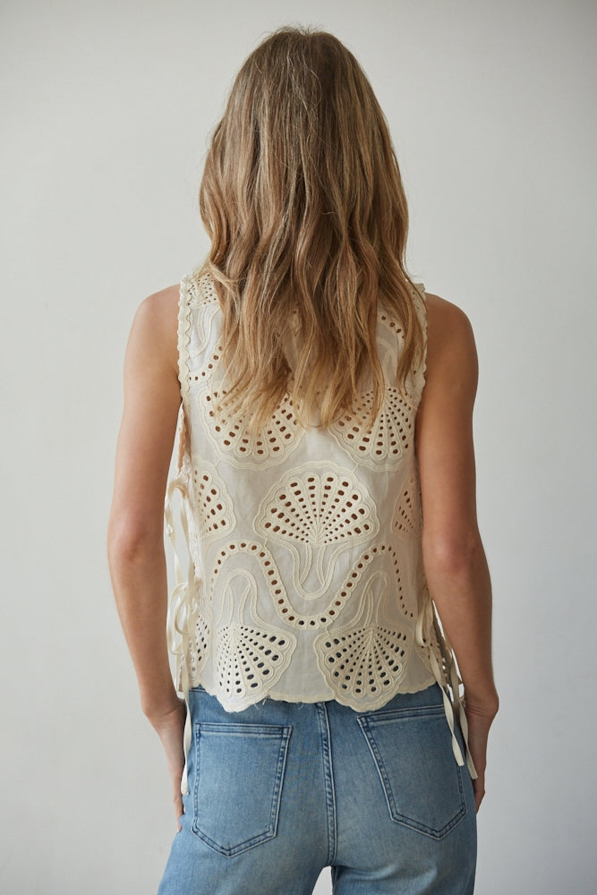 Cotton Eyelet Sleeveless Top