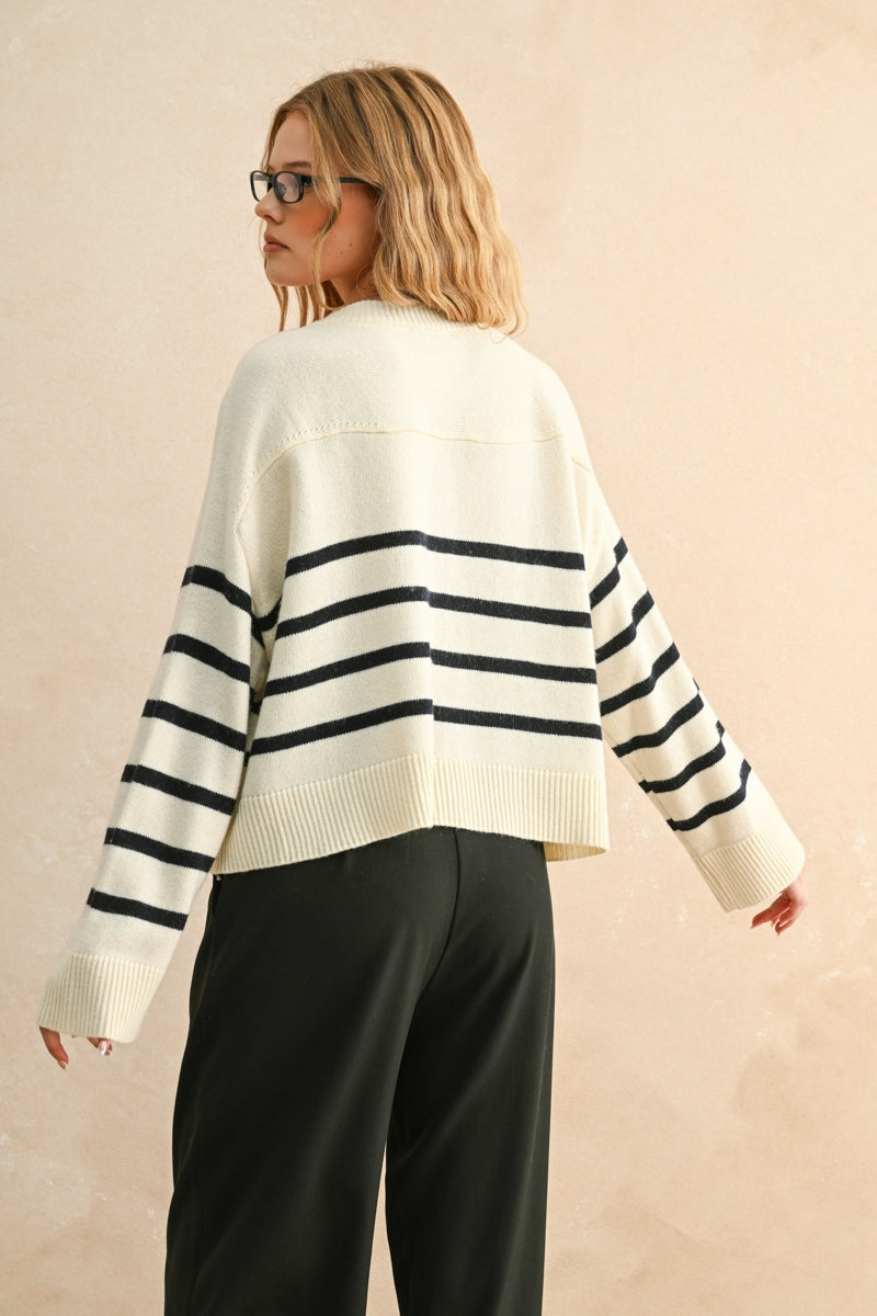 Pocket Striped Cardigan