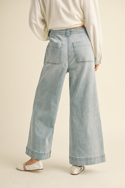 Washed Tie Front Jeans