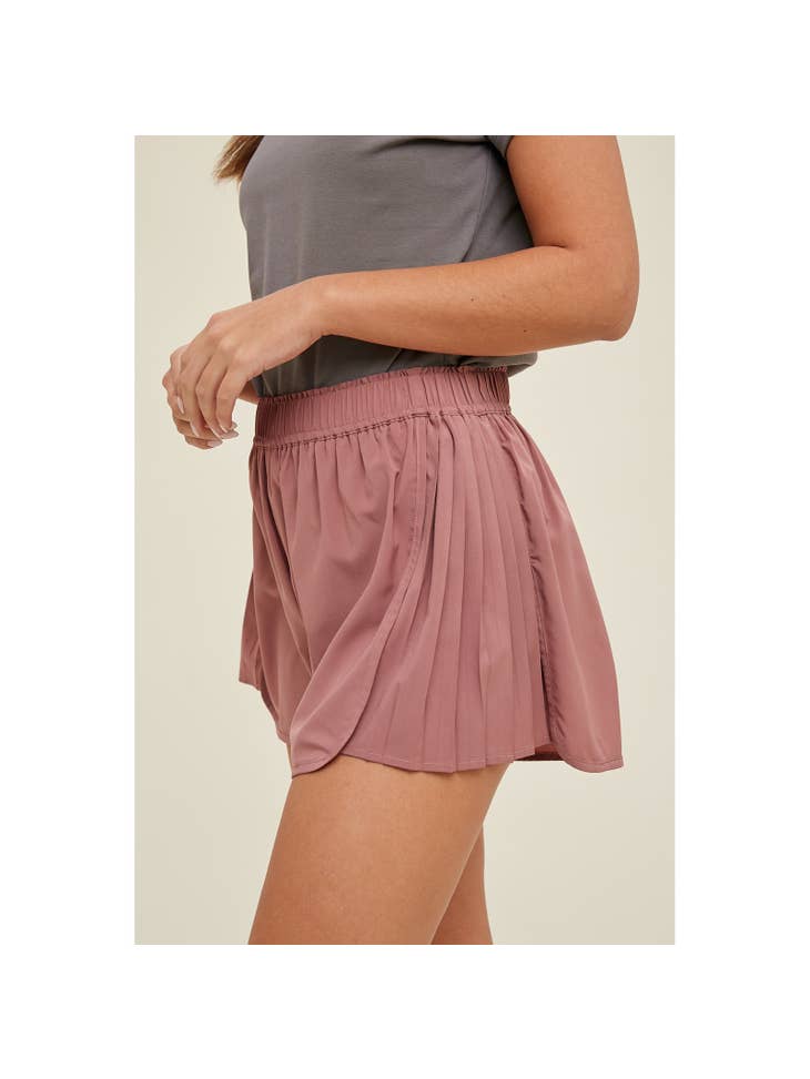 Pleated Side Active Shorts