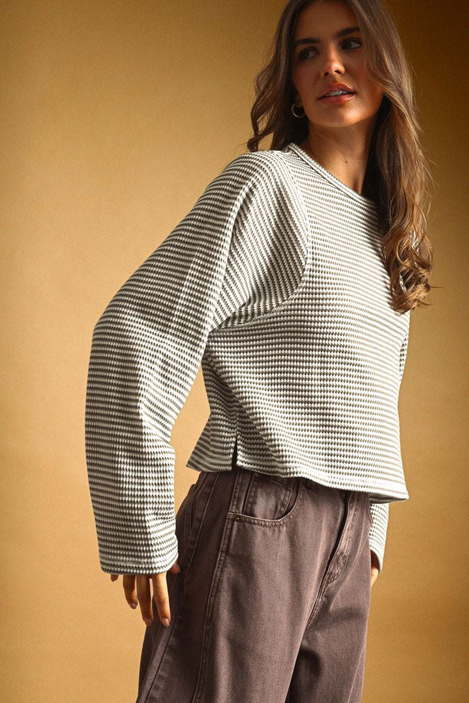 Striped Waffle Knit Top