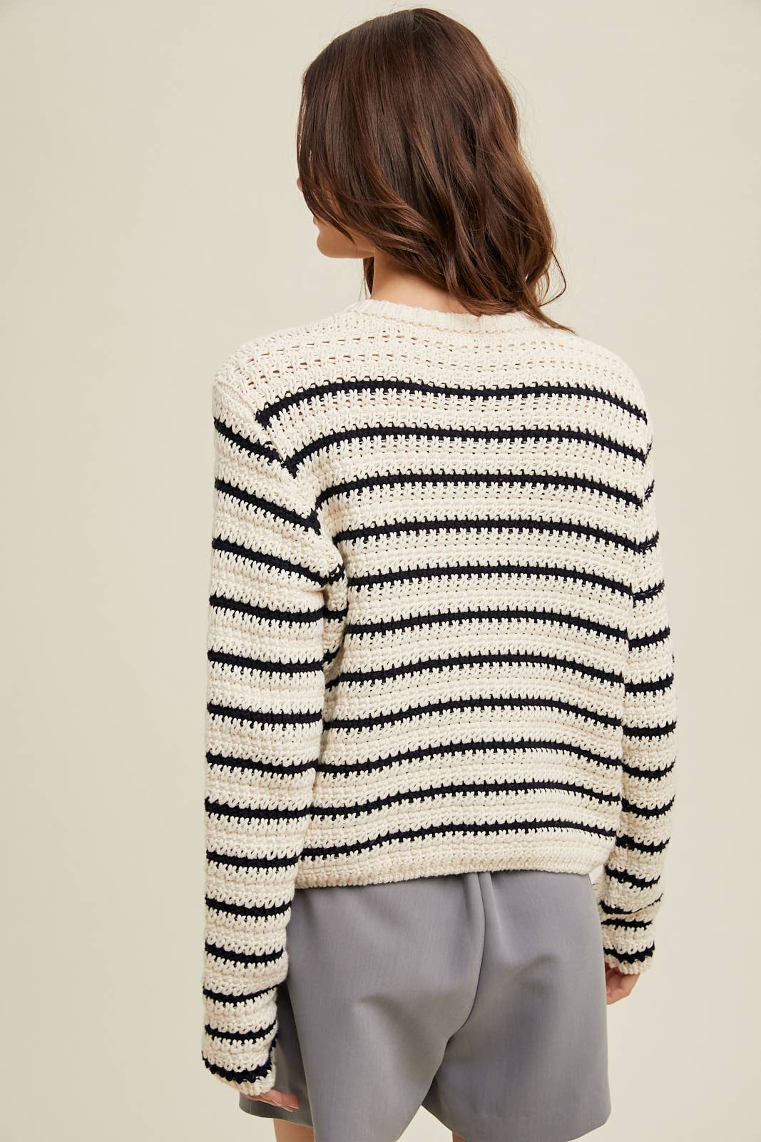 Striped Button-Up Cardigan