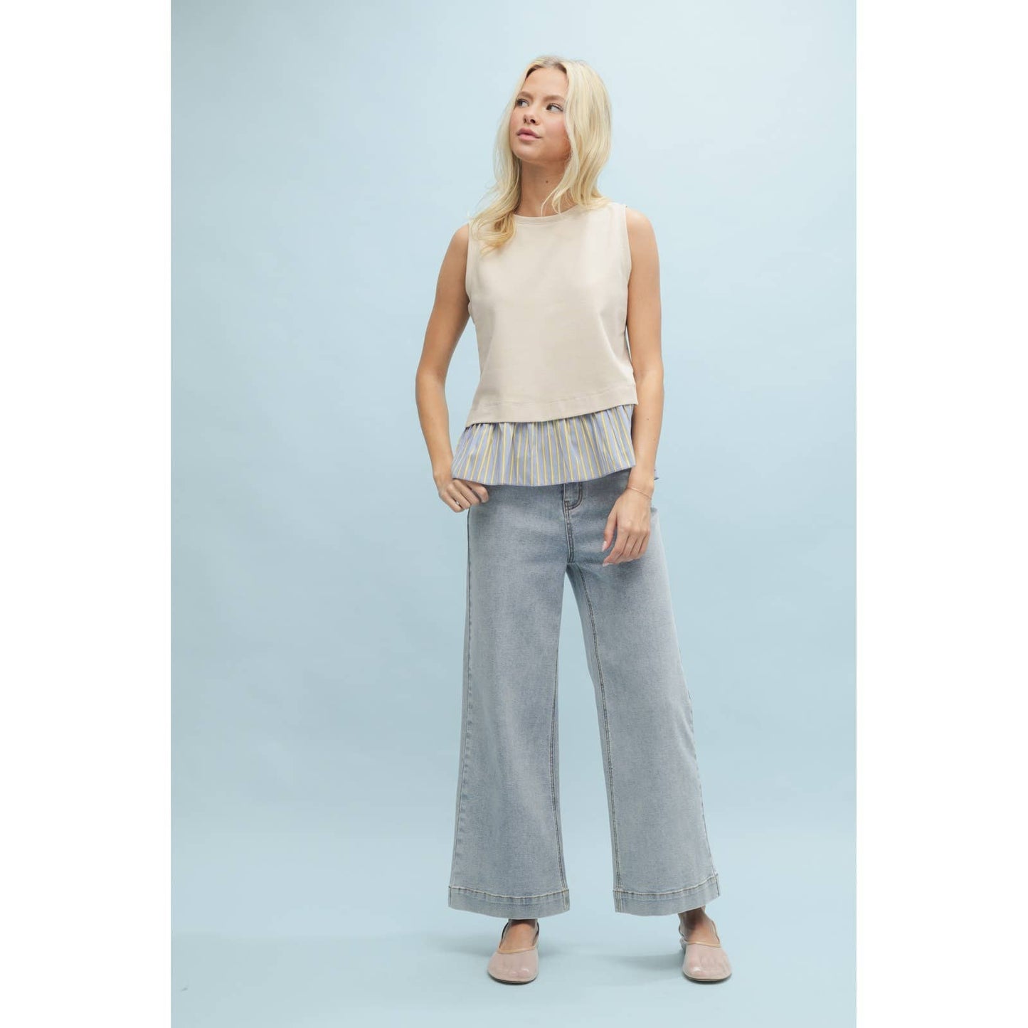 Twofer Striped Hem Tank