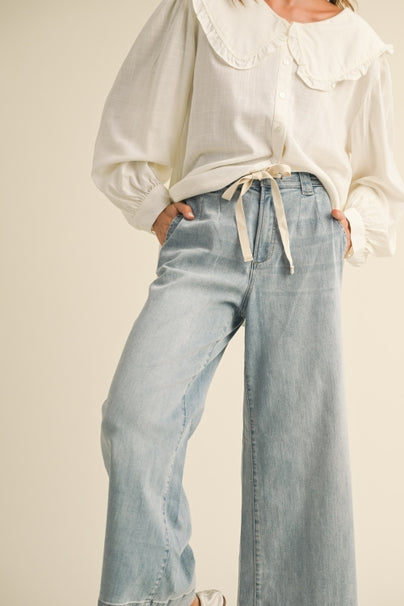 Washed Tie Front Jeans