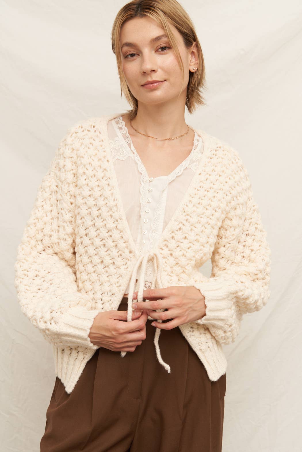 Front Tie Cardigan