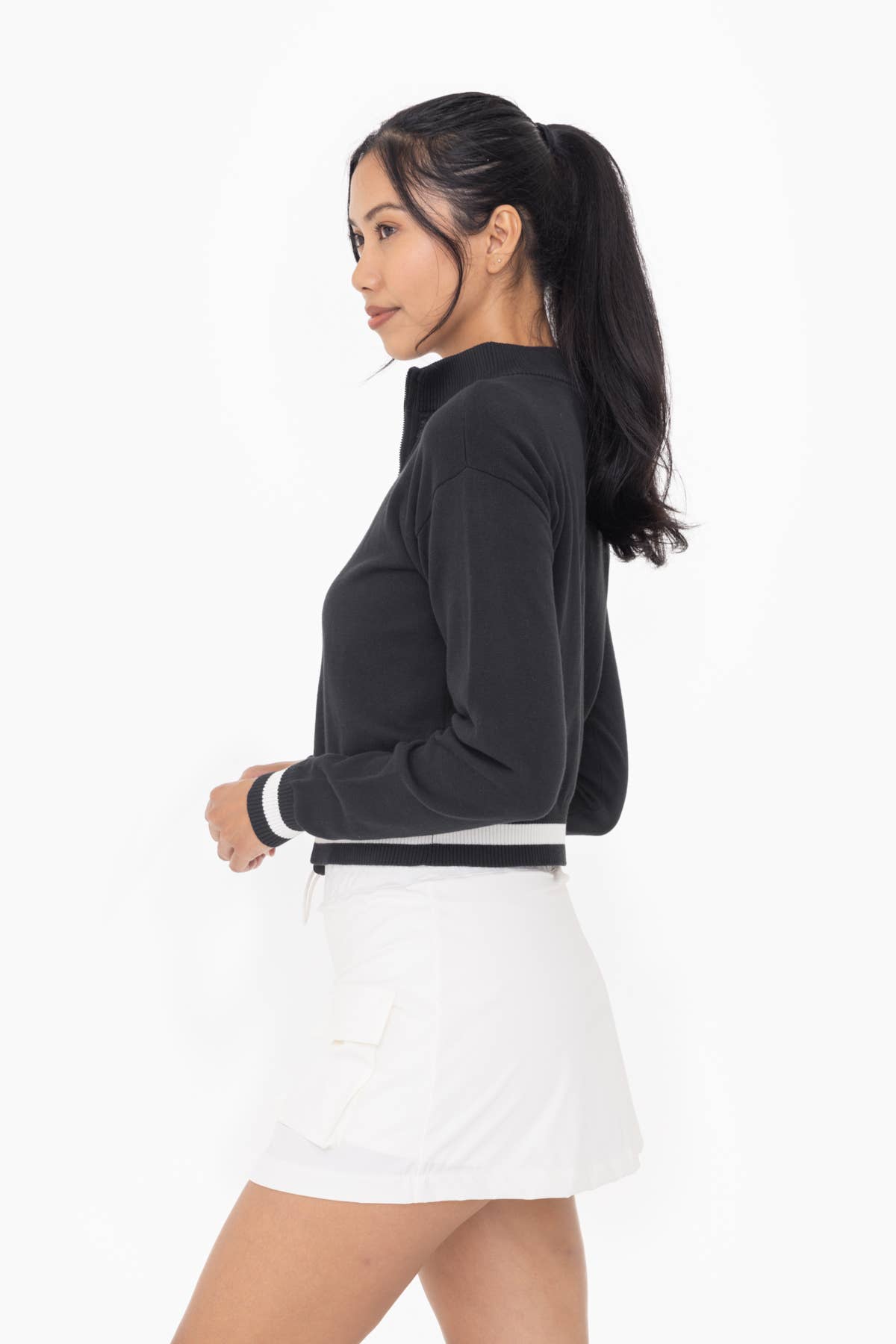 Lightweight Varsity Stripe Cotton Zip Up Jacket