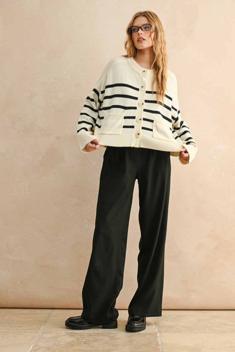 Pocket Striped Cardigan