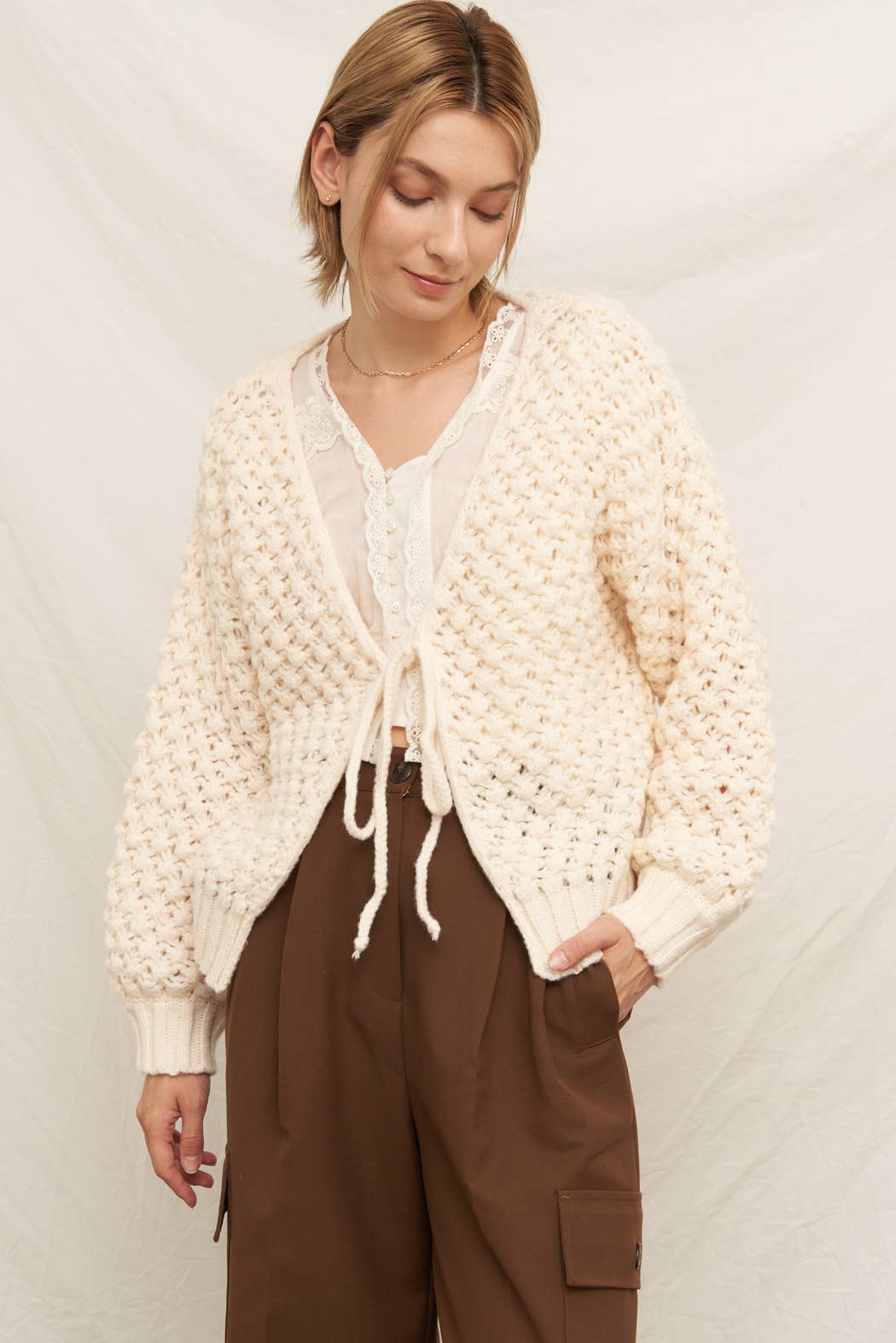 Front Tie Cardigan