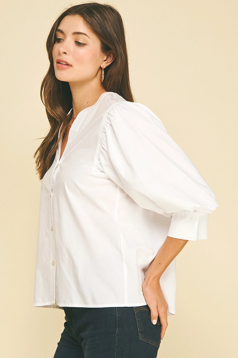 V-Neck Button Down