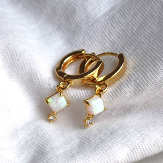 Alma Opal Huggie Hoops
