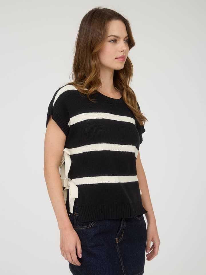 Stripe Side Tie Sweater