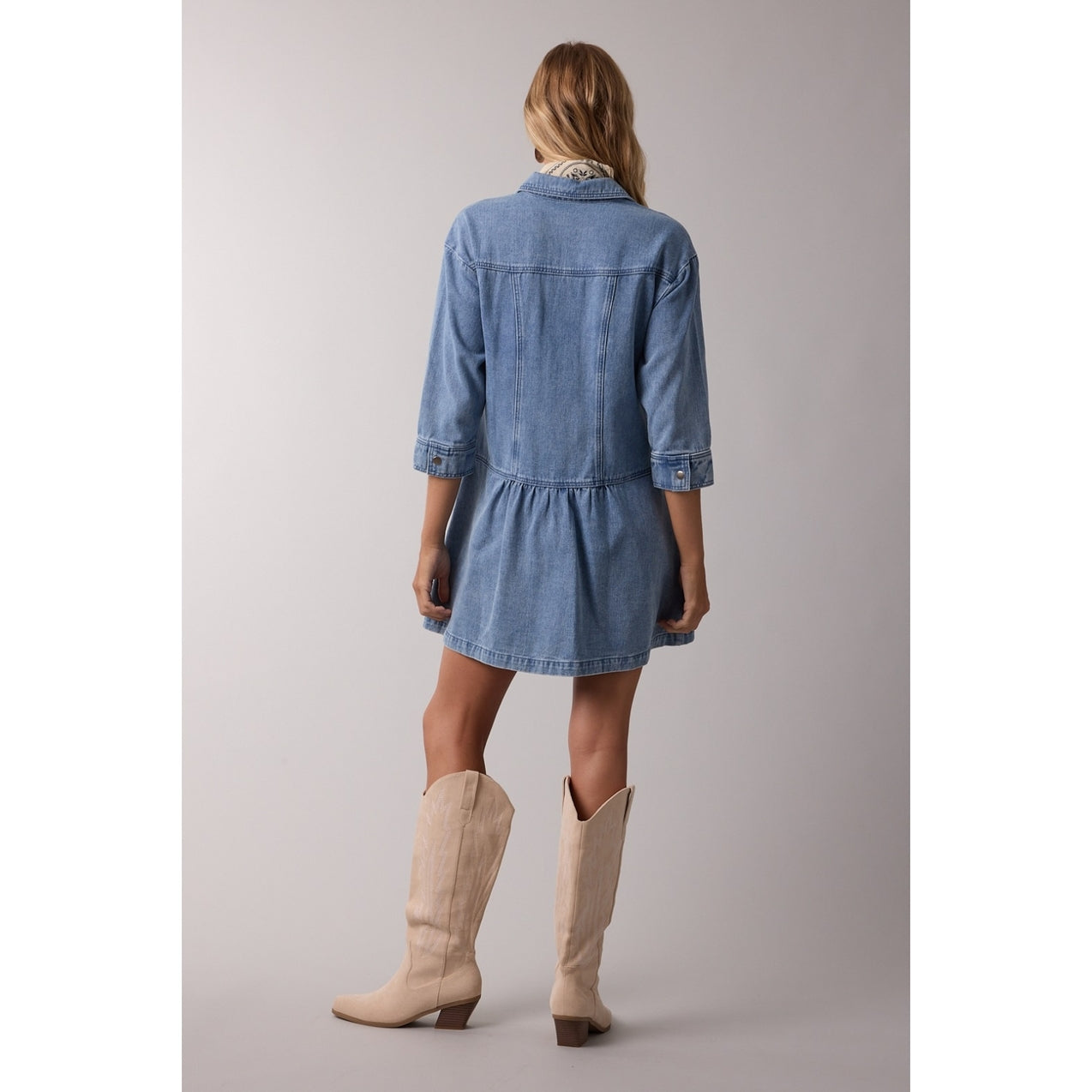 Denim Button Up Mini Dress