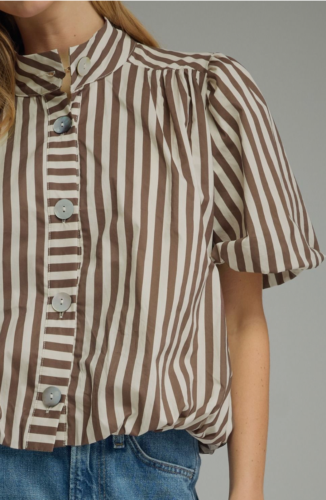 Puff Sleeve Striped Blouse