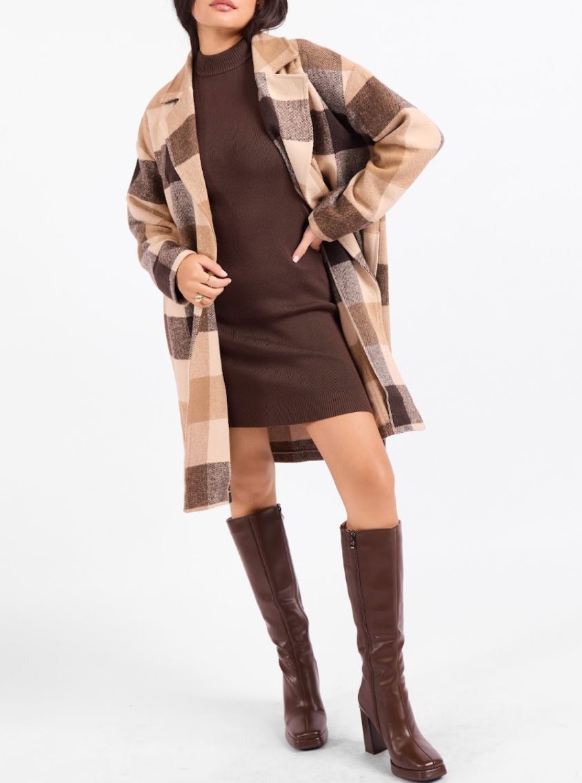 Farmland Plaid Open Coat