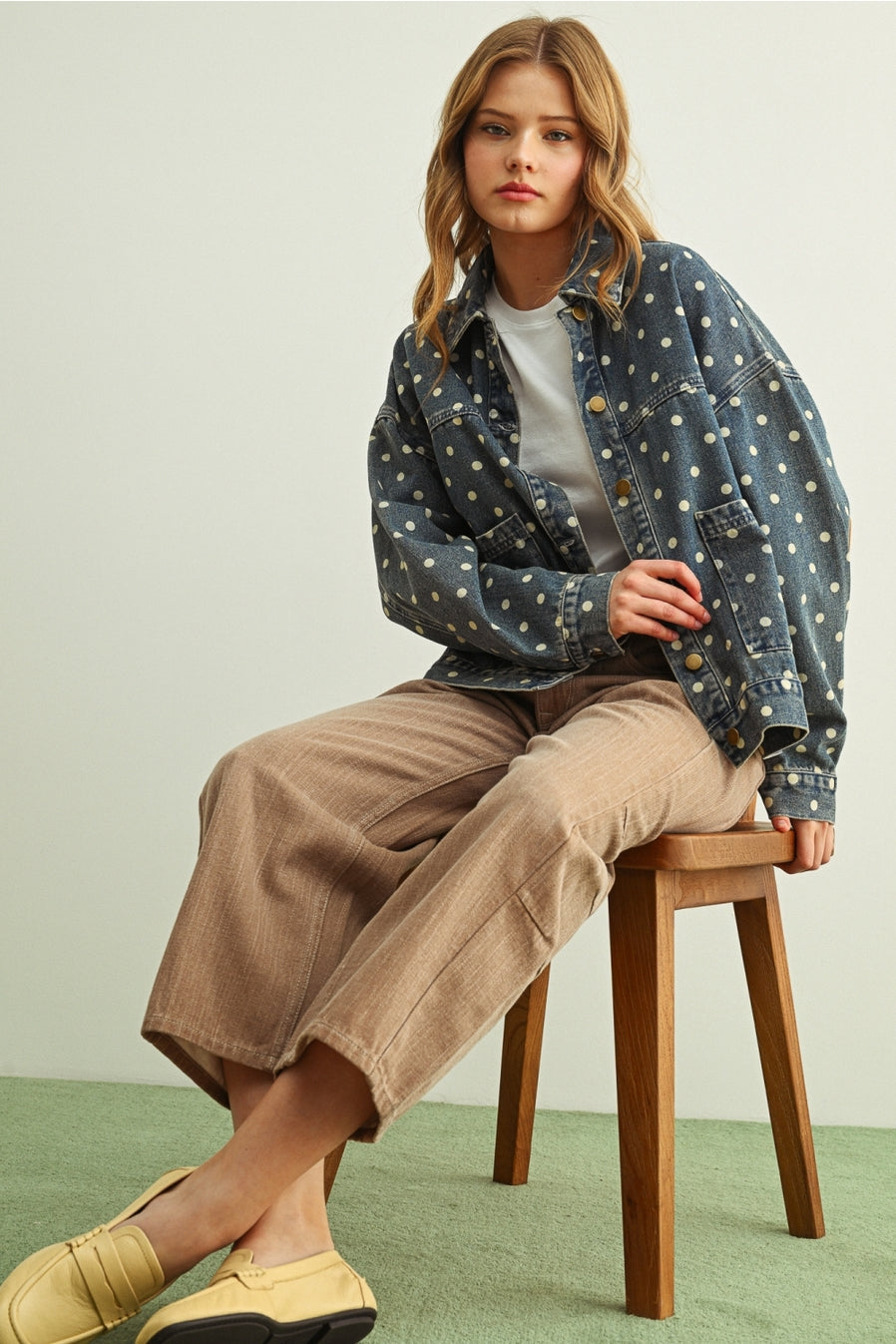 Polka Dot Denim Jacket