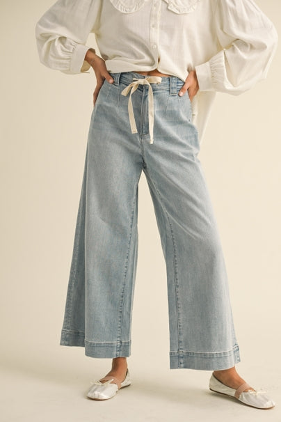 Washed Tie Front Jeans