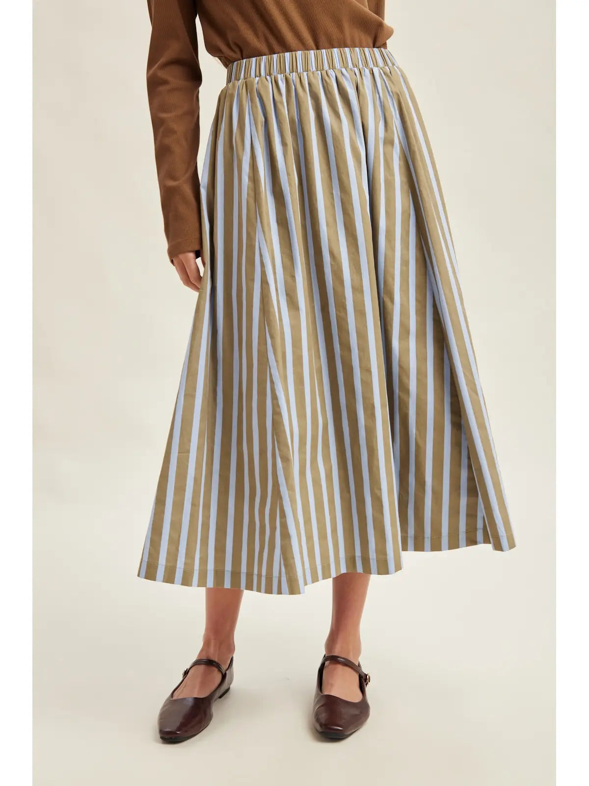 Vertical Stripe Midi Skirt