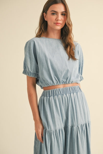 Short Sleeve Denim Top