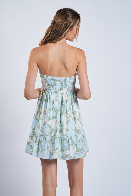 Strapless Floral Mini Dress