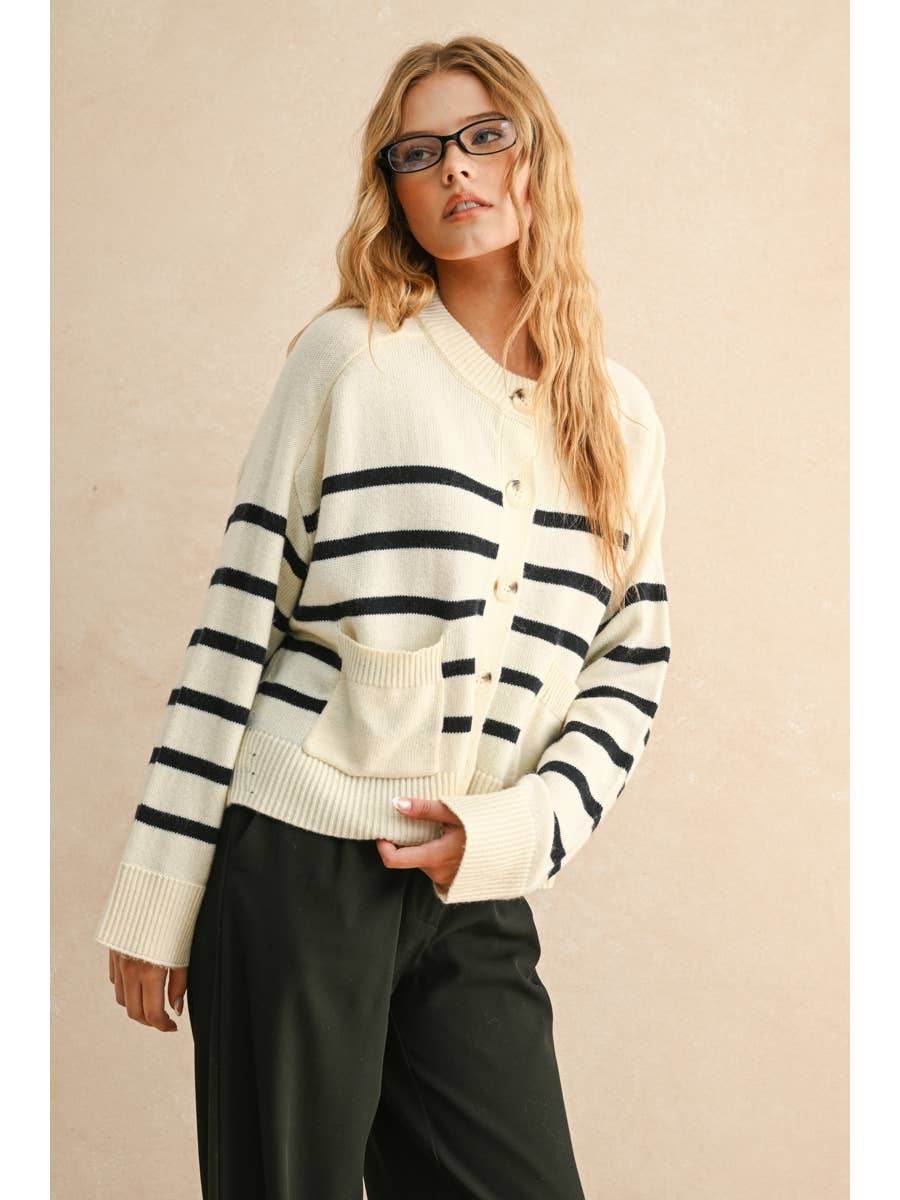 Pocket Striped Cardigan