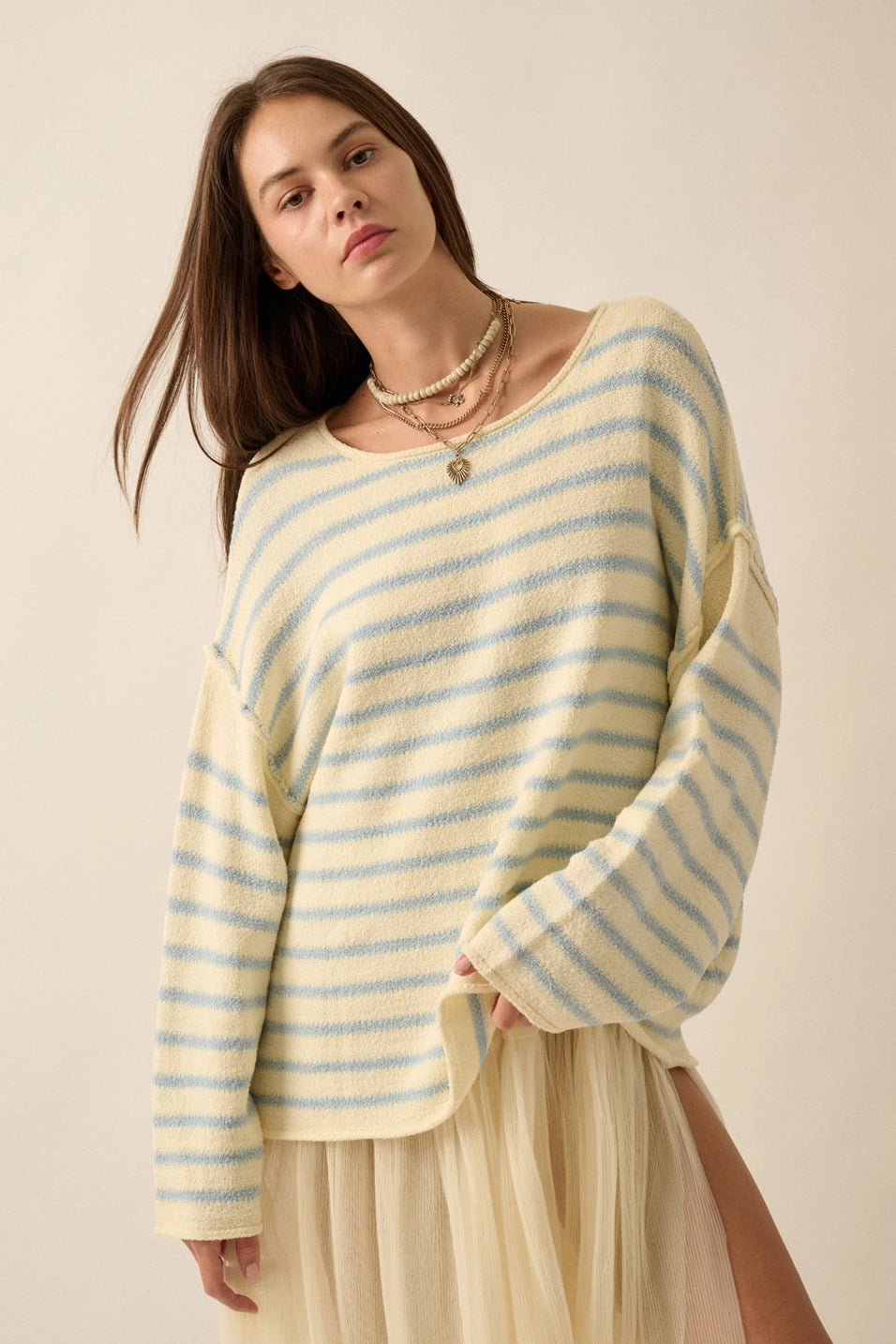 Striped Knit Oversized Sweater