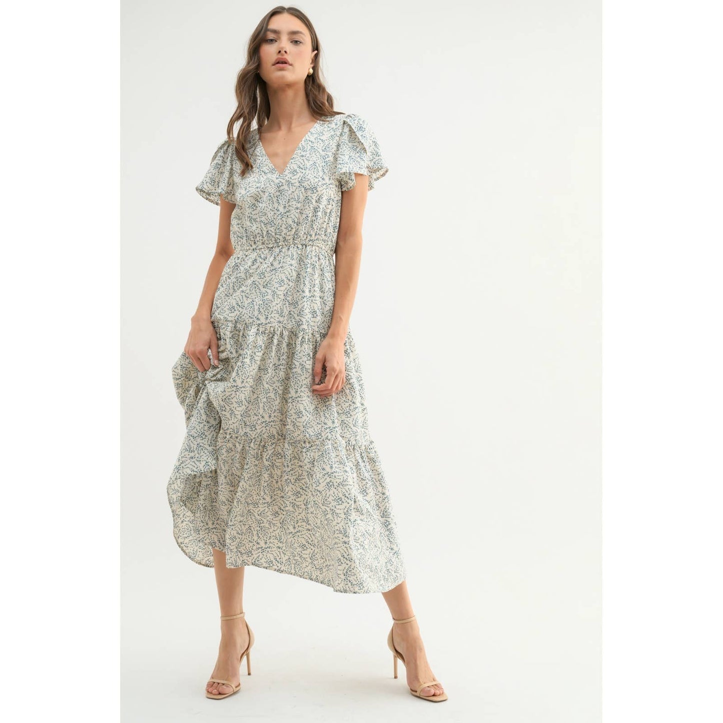 Tulip Sleeve Midi Dress