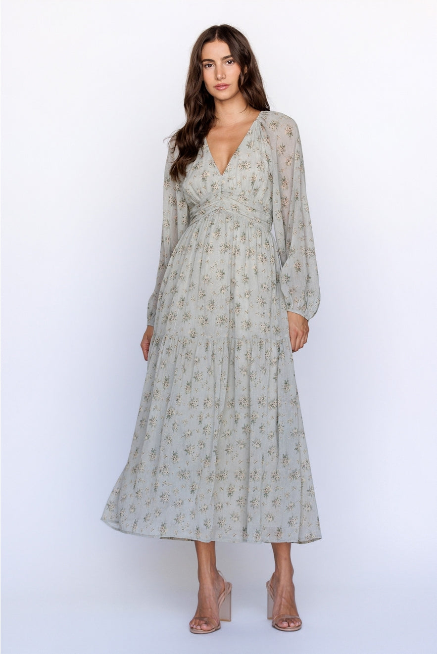 Floral Tiered Midi Dress Floral / L