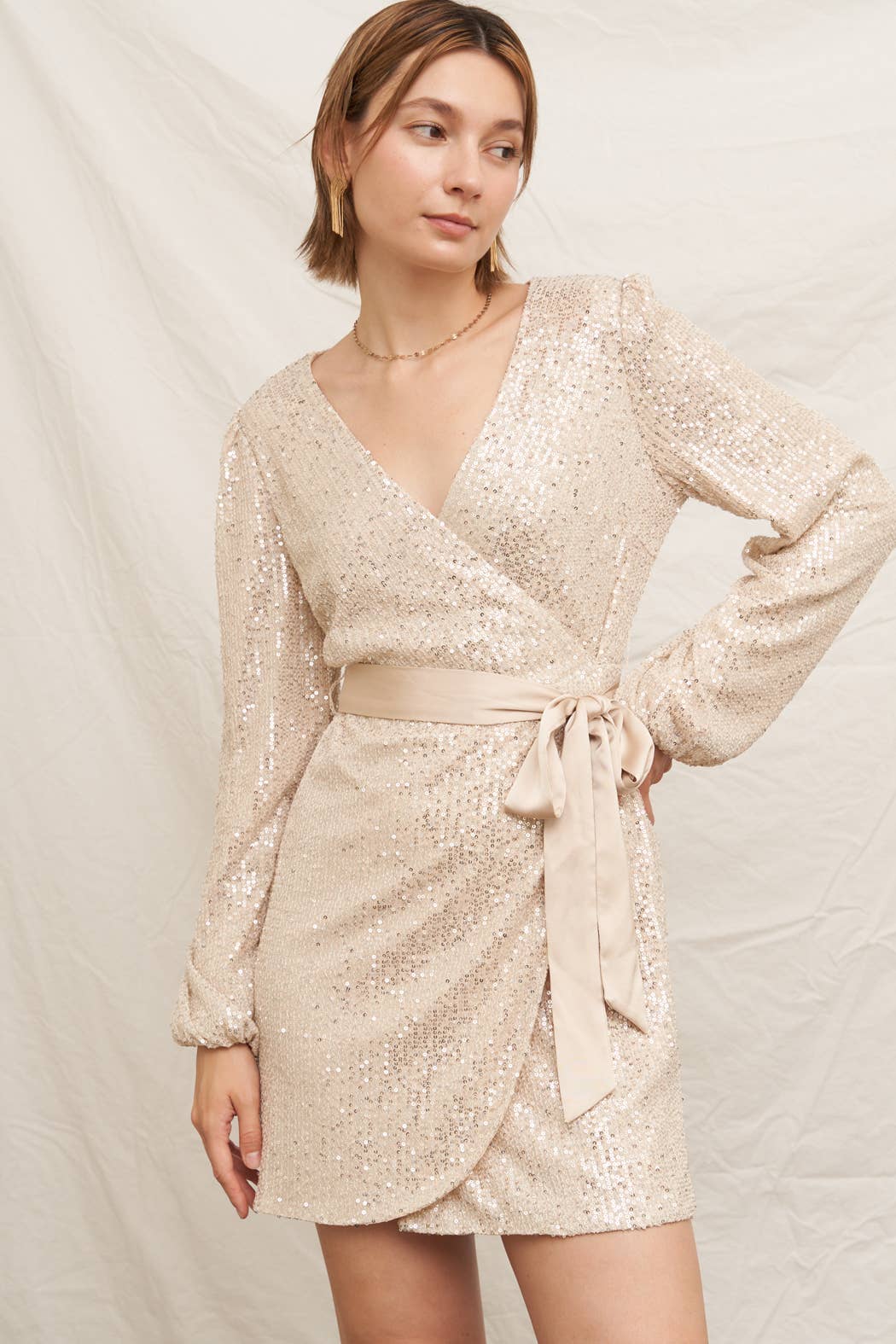 Sequin Mini Dress Silver / L