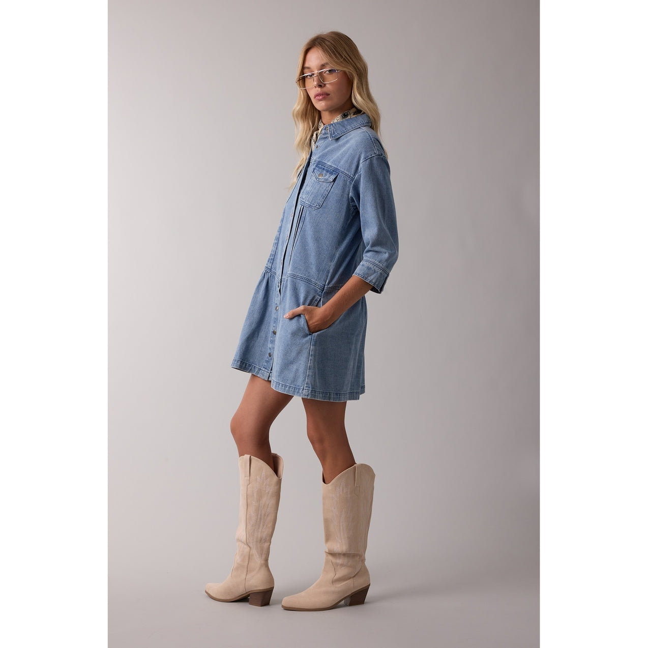 Denim Button Up Mini Dress