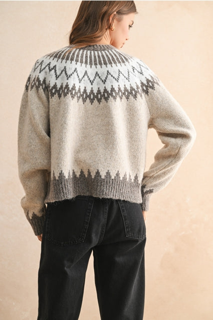 Button Front Pattern Cardi