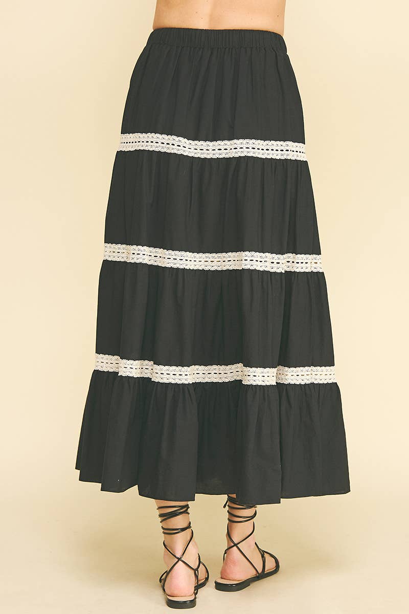 Embroidered Tiered Maxi Skirt