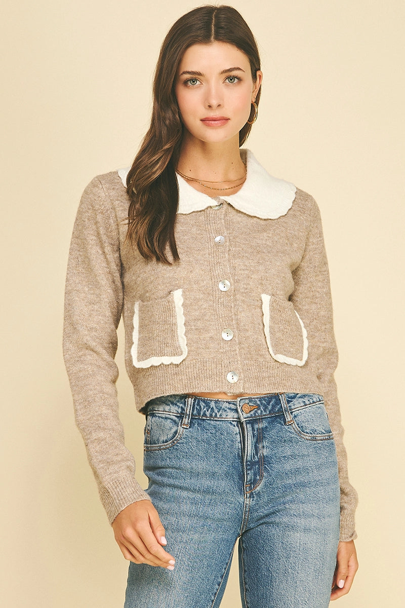 Collared Cardigan w/ Patch Pockets
