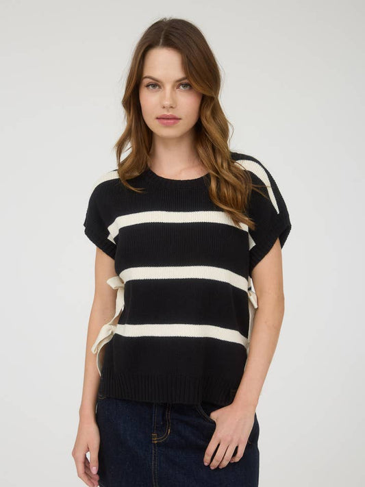 Stripe Side Tie Sweater