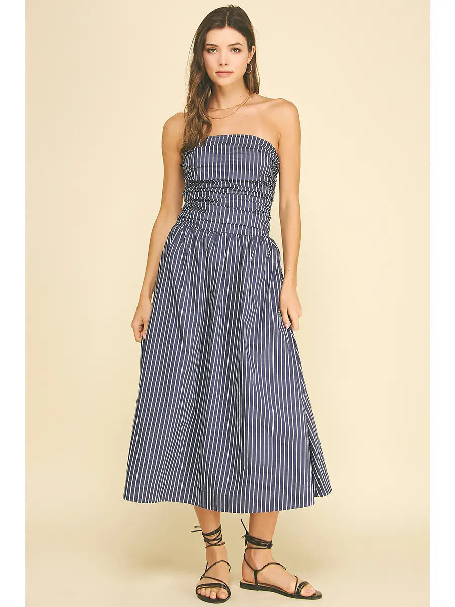Striped Tube Midi Dress