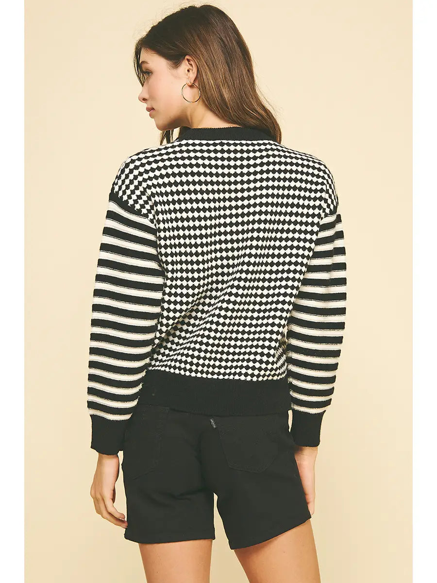 Contrast Knit Sweater